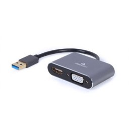 Cablexpert Video adapter | 15 pin HD D-Sub (HD-15) | 19 pin HDMI Type A | Female | 9 pin USB Type A | Male | Space grey | 0.15 m