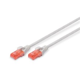 Digitus | Patch cord | CAT 6 U-UTP | PVC AWG 26/7 | 1 m | Grey | Modular RJ45 (8/8) plug | Transparent red colored plug for easy