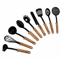 Stoneline Back To Nature 17898 Kitchen utensils set, Material Handle in Wooden Look, 9 pc(s), Dishwasher proof, Black/ Wooden L