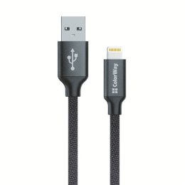 ColorWay Data Cable Apple Lightning Charging cable, Fast and safe charging; Stable data transmission, Black, 1 m