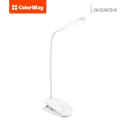 Lampa stołowa LED ColorWay Flexible & Clip z wbudowanym akumulatorem Biały, lampa stołowa, 3 h, 5 V, 0,5 Ah