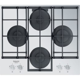 Hotpoint Hob HAGS 61F/WH Gas on glass, Number of burners/cooking zones 4, Mechanical, White