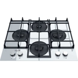 Hotpoint Hob HAGS 61F/WH Gas on glass, Number of burners/cooking zones 4, Mechanical, White