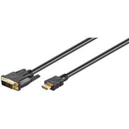 Goobay Kabel DVI-D/HDMI, pozłacany kabel HDMI, 1,5 m, czarny