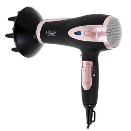 Adler Hair Dryer AD 2248b ION 2200 W, Number of temperature settings 3, Ionic function, Diffuser nozzle, Black/Pink