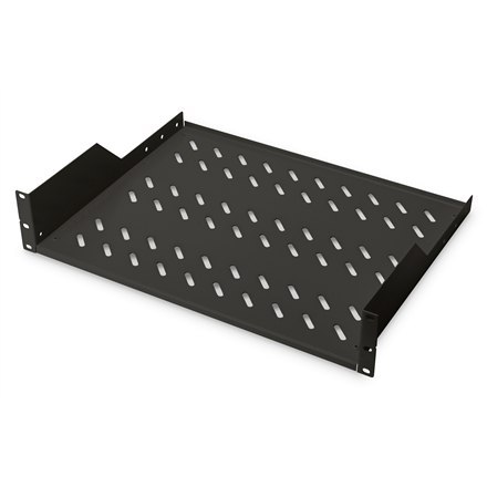 Digitus | 2U Fixed Shelf for Racks | DN-19 TRAY-2-SW | Black | Perfect for storage of components which are not 483 mm (19") suit