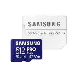 Karta microSD Samsung PRO Plus z adapterem 512 GB, MicroSDXC, pamięć Flash klasa U3, V30, A2