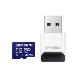 Karta microSD Samsung PRO Plus z adapterem USB 512 GB, MicroSDXC, pamięć Flash klasa U3, V30, A2