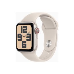 Apple SE (GPS + Cellular) Inteligentny zegarek 4G Aluminium Starlight 40 mm Apple Pay Odbiornik GPS/GLONASS/Galileo/QZSS Wodoodp