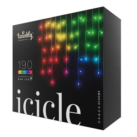 Twinkly|Icicle Smart LED Lights 190, 5m, przezroczysty przewód Twinkly|RGB - 16M+ kolorów