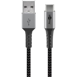 Goobay Czarny/srebrny kabel USB-C 24-pinowy USB-C 4-pinowy USB typu A Męski Męski
