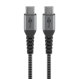 Goobay 49302 USB-C ™ to USB-C ™ Textile Cable with Metal Plugs (Space Grey/Silver), 1 m