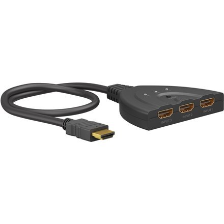 Goobay | Przełącznik HDMI 3 na 1 (4K @ 30 Hz) | 58487 | Czarny | HDMI żeńskie | 3 HDMI żeńskie | 0,58 m