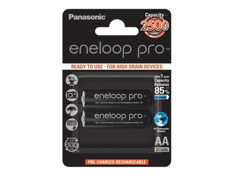 Akumulatory Panasonic ENELOOP Pro BK-3HCDE/2BE, 2500 mAh, 500 (2xAA) | Panasonic