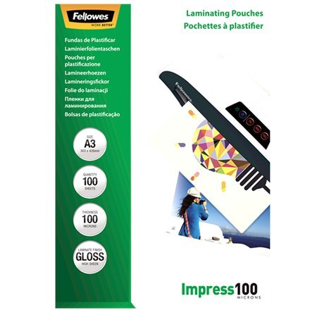 Fellowes | Woreczki do laminowania | A3 (297 x 420 mm) | Błyszczące | Przezroczyste