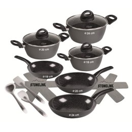 Stoneline | Ceramic Cookware Set of 14 | 15710 | 3 pans; 3 pots; 3 lids | Black | Lid included