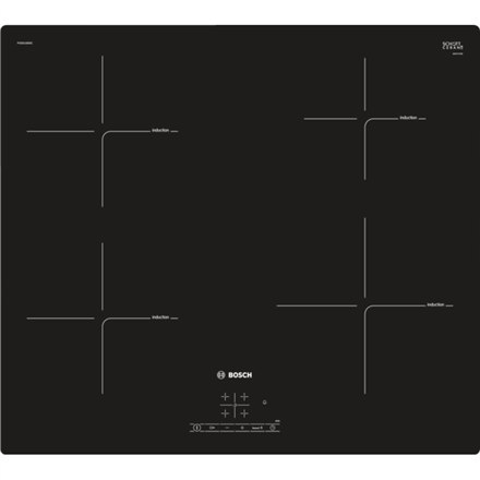 Bosch | PIE601BB5E | Serie 4 Induction hob | Induction | Number of burners/cooking zones 4 | Touch | Timer | Black