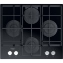 Hotpoint | HAGS 61F/BK | Hob | Gas on glass | Number of burners/cooking zones 4 | Rotary knobs | Black