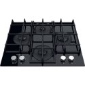 Hotpoint | HAGS 61F/BK | Hob | Gas on glass | Number of burners/cooking zones 4 | Rotary knobs | Black