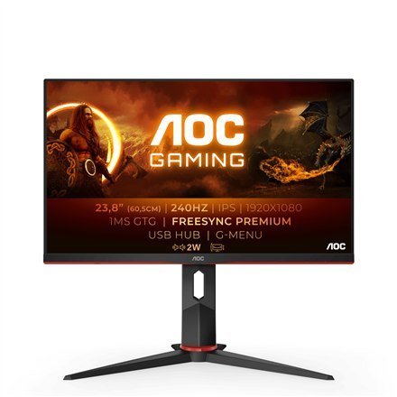 AOC | 24G2ZU/BK | 23,8 " | IPS | FHD | 16:9 | 1 ms | 350 cd/m² | Czarny | Wyjście słuchawkowe (3,5 mm) | Ilość portów HDMI 2 | 2