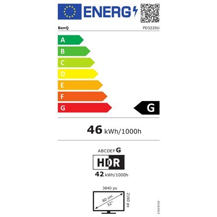 Benq | PD3220U | 31,5 " | IPS | UHD | 3840 x 2160 | 16:9 | 5 ms | 250 cd/m² | Szary | Porty HDMI w ilości 2 | 60 Hz