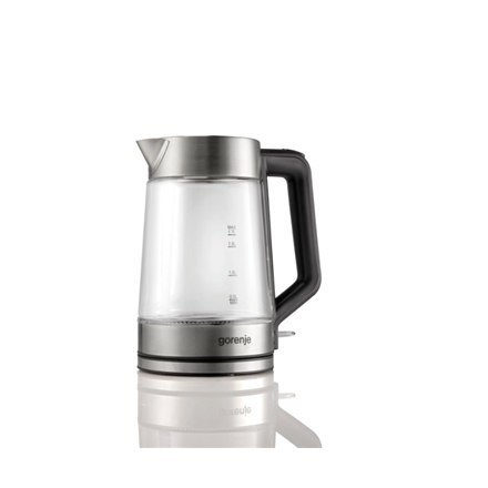 Gorenje | Kettle | K17GED | Electric | 2200 W | 1.7 L | Glass | 360° rotational base | Transparent/Stainless Steel