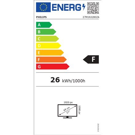 Philips | 27M1N3200ZA/00 | 27 " | IPS | FHD | 16:9 | 4 ms | 250 cd/m² | Czarny | Audio | Porty HDMI w ilości 2 | 165 Hz