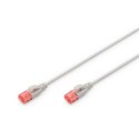 Digitus | Kabel patch | Gruby patchkord CAT 6 U-UTP | 1,5 m | Szary | Wtyczka modularna RJ45 (8/8) | Przezroczysty czerwony kone