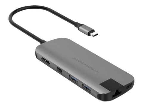 Hyper HyperDrive Universal USB-C 8-in-1 Hub w HDMI, MiniDP & 60 W PD Power Pass-Thru - Space Grey