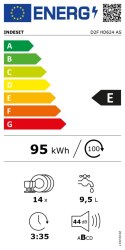 INDESIT | Zmywarka | D2F HD624 AS | Wolnostojąca | Szerokość 60 cm | Liczba kompletów naczyń 14 | Liczba programów 9 | Klasa efe