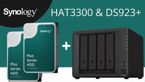 Synology DS923+ (3x4TB Bundle) 4-bay/AMD Ryzen R1600 3.1 GHz/4GB DDR4/4x3.5" Hot-Swap/2x1GbE/2xUSB3.2/eSATA/2Fan | Synology | 4-