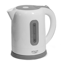 Adler Kettles AD 1234 Standard kettle, Plastic, White, 2200 W, 1.7 L, 360? rotational base