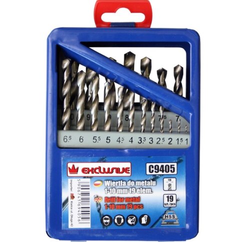 Metal drill set 1-10 mm, 19 pcs