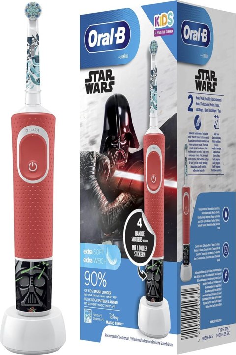 Oral-B | Elektryczna szczoteczka do zębów z naklejkami Disneya | D100 Star Wars | Akumulatorowa | Dla dzieci | Liczba główek szc