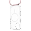 Fixed | MagPure Neck | Back Cover with Lanyard | Apple | iPhone 16 Plus | TPU | Clear, Pink