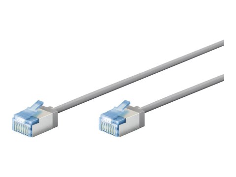 Goobay 74304 Ultra-Flexible CAT 6A Patch Cable, Slim, U/UTP, 0.15 m, Grey | Goobay