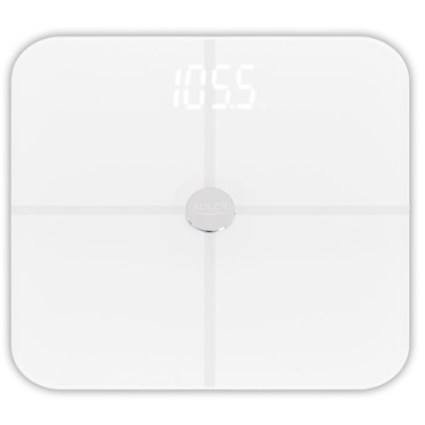 Adler Smart Bathroom Scale | AD 8187 | Maximum weight (capacity) 180 kg | Accuracy 100 g | Body Mass Index (BMI) measuring | Whi