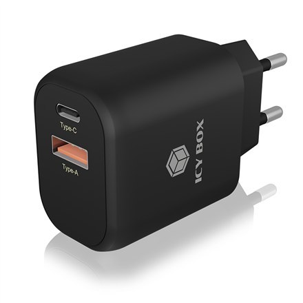 Adapter zasilania | 4-pinowe USB typu A | 24-pinowe USB-C | Europlug (zasilanie CEE 7/16) | Czarny