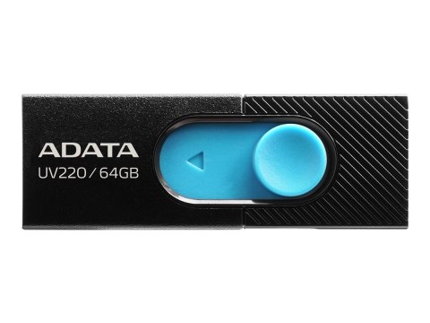 Napęd USB ADATA UV220 | Pojemność 64 GB | Kolor: Czarno-Niebieski | USB 2.0