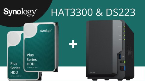 Synology DS223 (2x8TB Bundle) 2-bay/Realtek RTD1619B/4-core 1.7 GHz/2GB DDR4/2x3.5 "Hot-Swap/1x1GbE/3xUSB3.2/Fan | Synology | DS