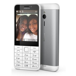 Nokia 230 Silver, 2,8 ", TFT, 240 x 320 pikseli, 16 MB, Dual SIM, Mini-SIM, Bluetooth, 3.0, USB w wersji microUSB 1.1, Wbudowany