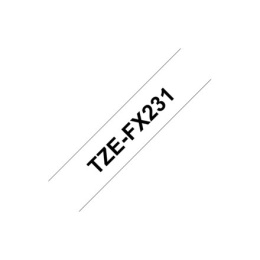 Brother TZe-FX231 Elastyczna taśma laminowana ID czarno na białym, TZe, 8 m, 1,2 cm