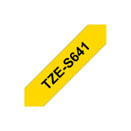 Brother TZe-S641 Strong Adhesive Laminated Tape Black on Yellow, TZe, 8 m, 1.8 cm