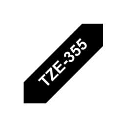 Brother TZe-355 Taśma laminowana biało na czarnym, TZe, 8 m, 2,4 cm
