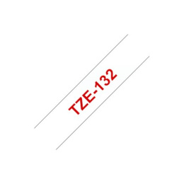 Brother TZe-132 Taśma laminowana czerwona na bezbarwnej, TZe, 8 m, 1,2 cm