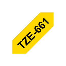 Brother TZe-661 Taśma laminowana czarno na żółtym, TZe, 8 m, 3,6 cm