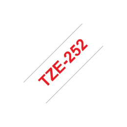 Brother TZe-252 Laminated Tape Red on White, TZe, 2.4 cm, 8 m