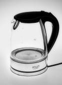 Adler | Kettle | AD 1225 | Standard | 2000 W | 1.7 L | Glass | 360° rotational base | Transparent/Stainless steel
