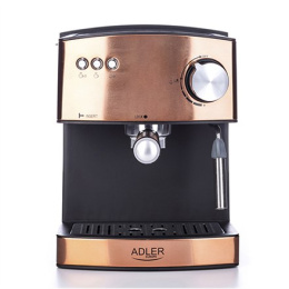 Adler Ekspres do kawy AD 4404cr Ciśnienie pompy 15 bar, Wbudowany spieniacz do mleka, Półautomatyczny, 850 W, Cooper/czarny