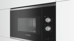 Bosch Microwave Oven BFL520MS0 20 L, Rotary knob, 800 W, Stainless steel/ black, Built-in, Defrost function